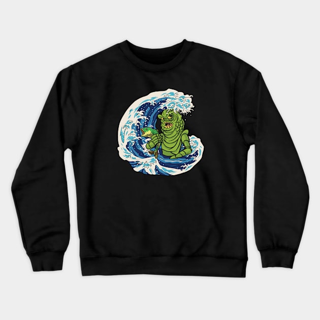 Annoyed Frogman in the surf fishing Graphic Crewneck Sweatshirt by Graphic Duster